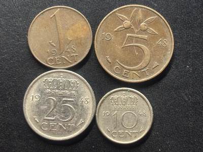 邮泉阁限时拍卖第三十九场 欧洲专场（硬币在国外。请付邮费6元。） - 荷兰1948年4枚