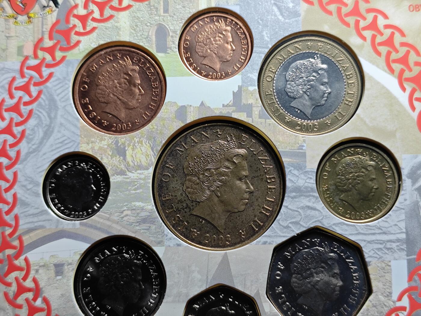 KK钱币收藏小铺  第400期  百期特拍（四拍之四）2月预留时间 周末发货  2003马恩岛大小面值清年一套 含少见马恩岛5镑