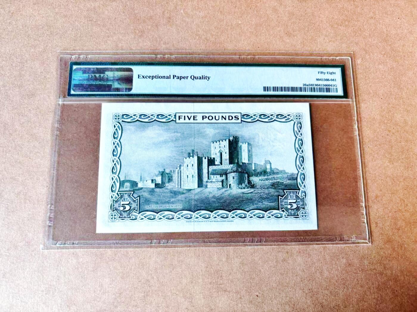 【Blue Auction】世界纸币精拍第774期——18级TOP拍卖/信誉/品质/专业/高效💫 【a版原票少见 最高面值 千位小号】马恩1961年5镑 戎装女王 拉申城堡 PMG58EPQ