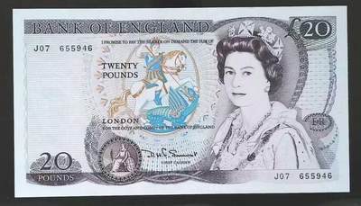 【礼羽收藏】🌏世界钱币拍卖第119期 - 英国D序列 1981-84年20镑 D.H.F.Somerset签名 全新UNC