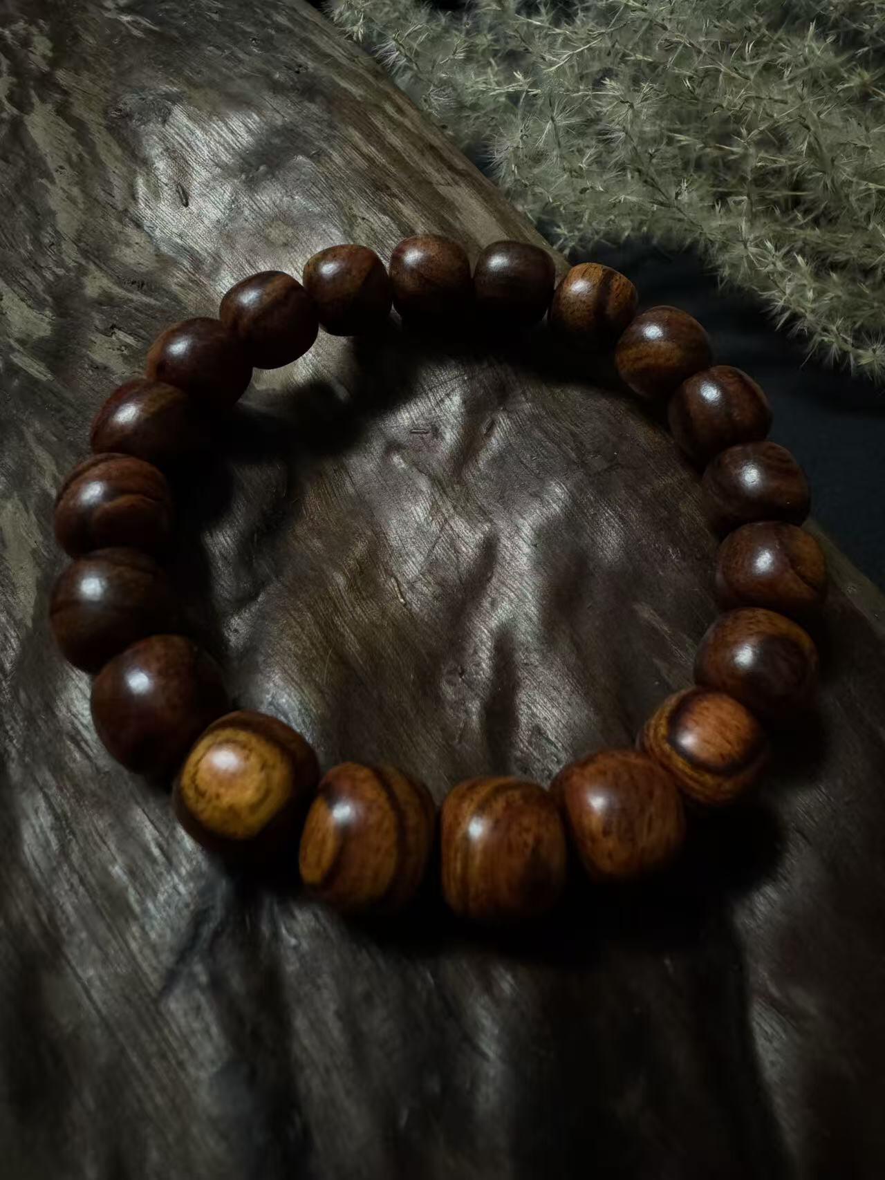 零元拍：海南黄花梨 11/10 老型珠 手串