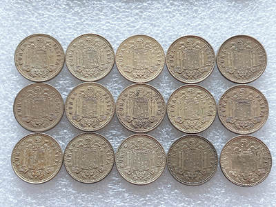 第一海外回流一元起拍收藏 散集专场  第290期 - 西班牙1比塞塔黄铜币 15枚