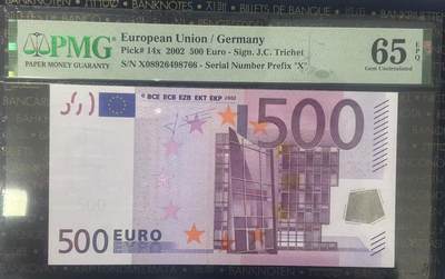 【礼羽收藏】🌏世界钱币拍卖第119期 - 2002年德国二签500欧元双尾66