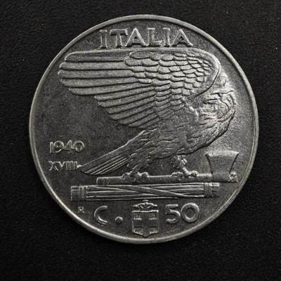 【淘币小摊】实时拍第八百四十九拍   散币银币场   满百包邮可预留二周 每周一统一发货   - 意大利1940年50分