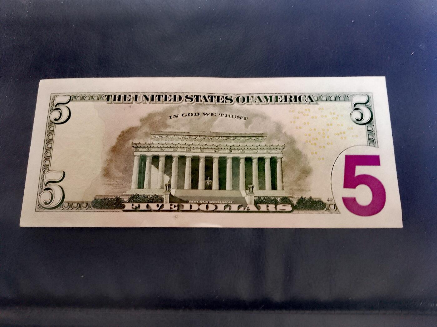 全新美国2021年5美元永恒号靓品纸币