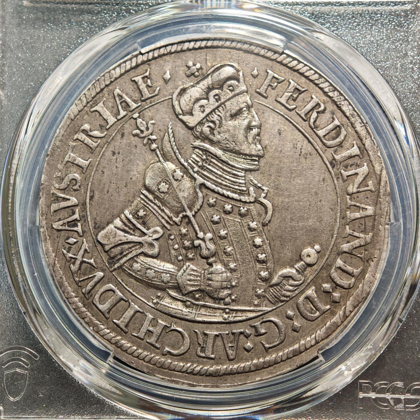 【德藏】世界币章拍卖第161期 17世纪 奥地利哈布斯堡王朝斐迪南二世/三世老泰勒大银币 状态极佳 PCGS AU55