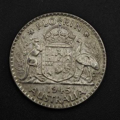 【淘币小摊】实时拍第八百四十九拍   散币银币场   满百包邮可预留二周 每周一统一发货   - 澳大利亚1945年乔治六世弗洛林银币