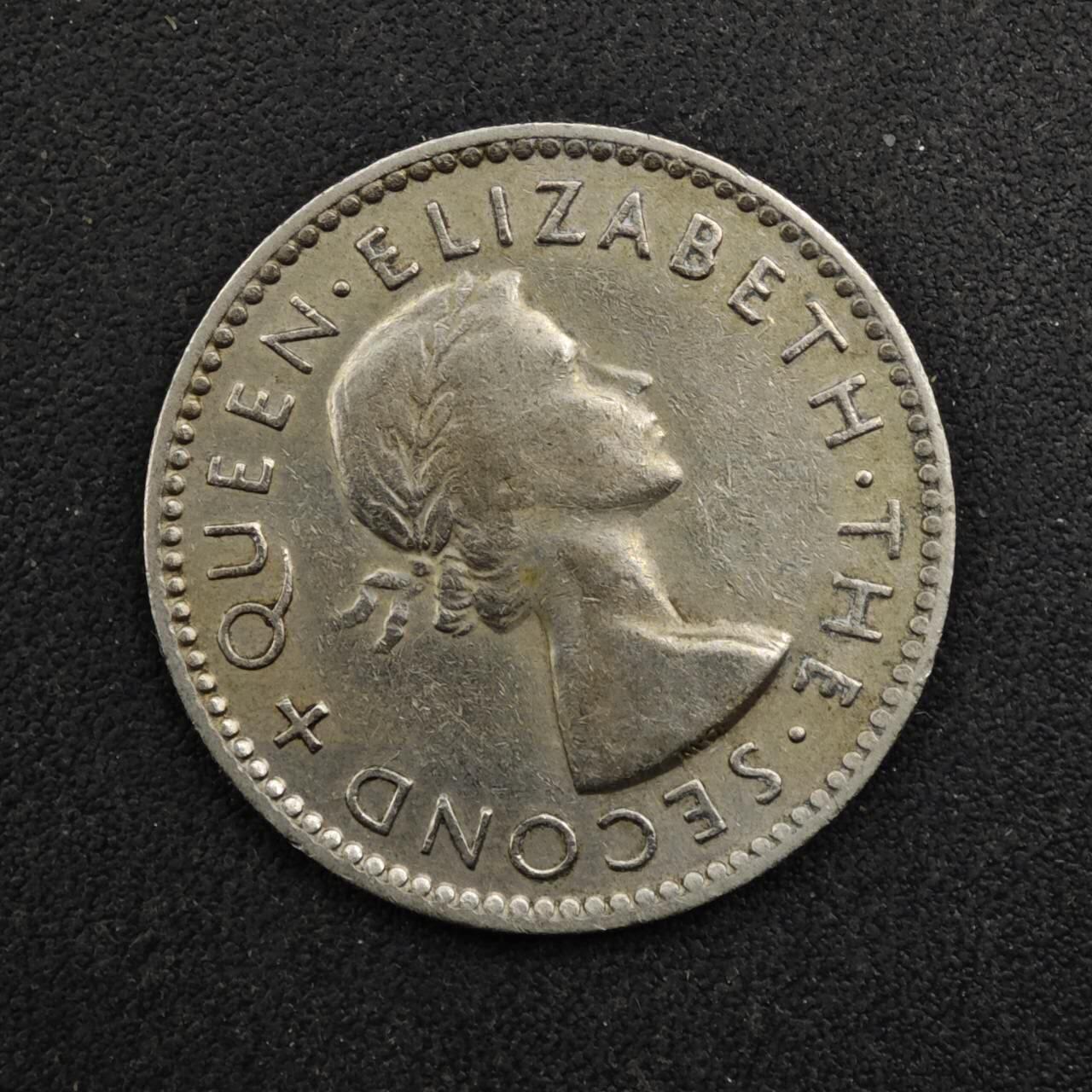 【淘币小摊】实时拍第八百四十八拍   散币银币场   满百包邮可预留二周 每周一统一发货   新西兰1954年伊丽莎白二世6便士镍币