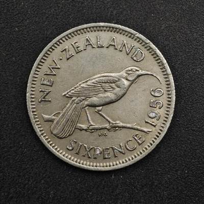 【淘币小摊】实时拍第八百四十九拍   散币银币场   满百包邮可预留二周 每周一统一发货   - 新西兰1956年伊丽莎白二世6便士镍币