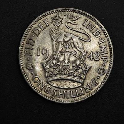 【淘币小摊】实时拍第八百四十九拍   散币银币场   满百包邮可预留二周 每周一统一发货   - 英国1942年乔治六世一先令银币