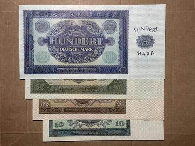 🐍甜小邱世界纸币收藏🐍第139期精品场💐 - 民主德国（东德）1948年10、20、50和100马克一套 社会主义阵营 全新UNC 50有黄 10有轻微角折
