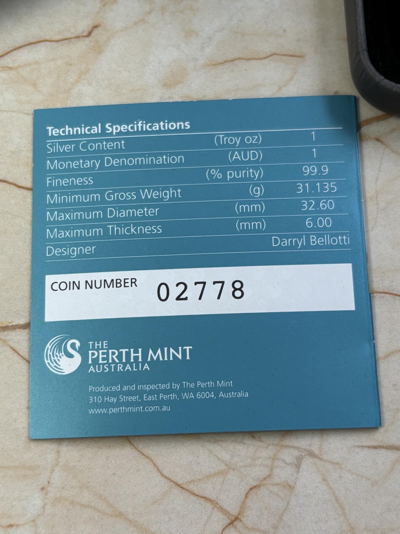 第187期拍卖 澳大利亚2012年翠鸟高浮雕加厚1盎司精制纪念银币，999银