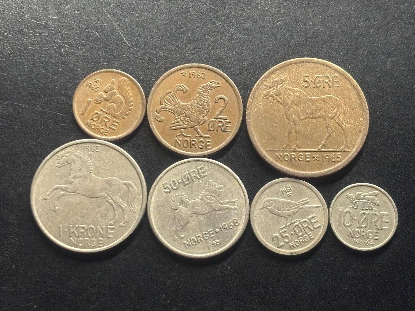 邮泉阁限时拍卖第三十九场 欧洲专场（硬币在国外。请付邮费6元。） 挪威奥拉夫五世国王7枚