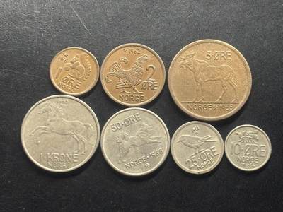 邮泉阁限时拍卖第三十九场 欧洲专场（硬币在国外。请付邮费6元。） - 挪威奥拉夫五世国王7枚