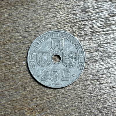 【铜匠收藏】★第137场★散币场。不寄存，30包邮。不满30元，支付5元运费。《接受代拍 代送NGC评级》 - 73【无寄存】1943 德占 比利时25分 锌币