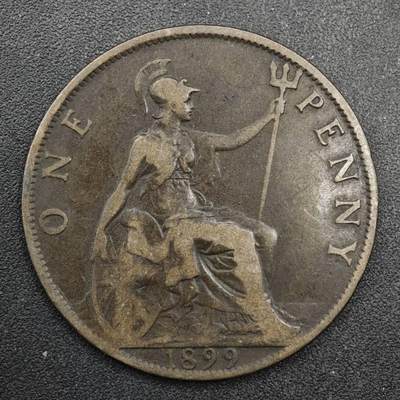 【淘币小摊】实时拍第八百四十九拍   散币银币场   满百包邮可预留二周 每周一统一发货   - 英国1899年维多利亚一便士铜币