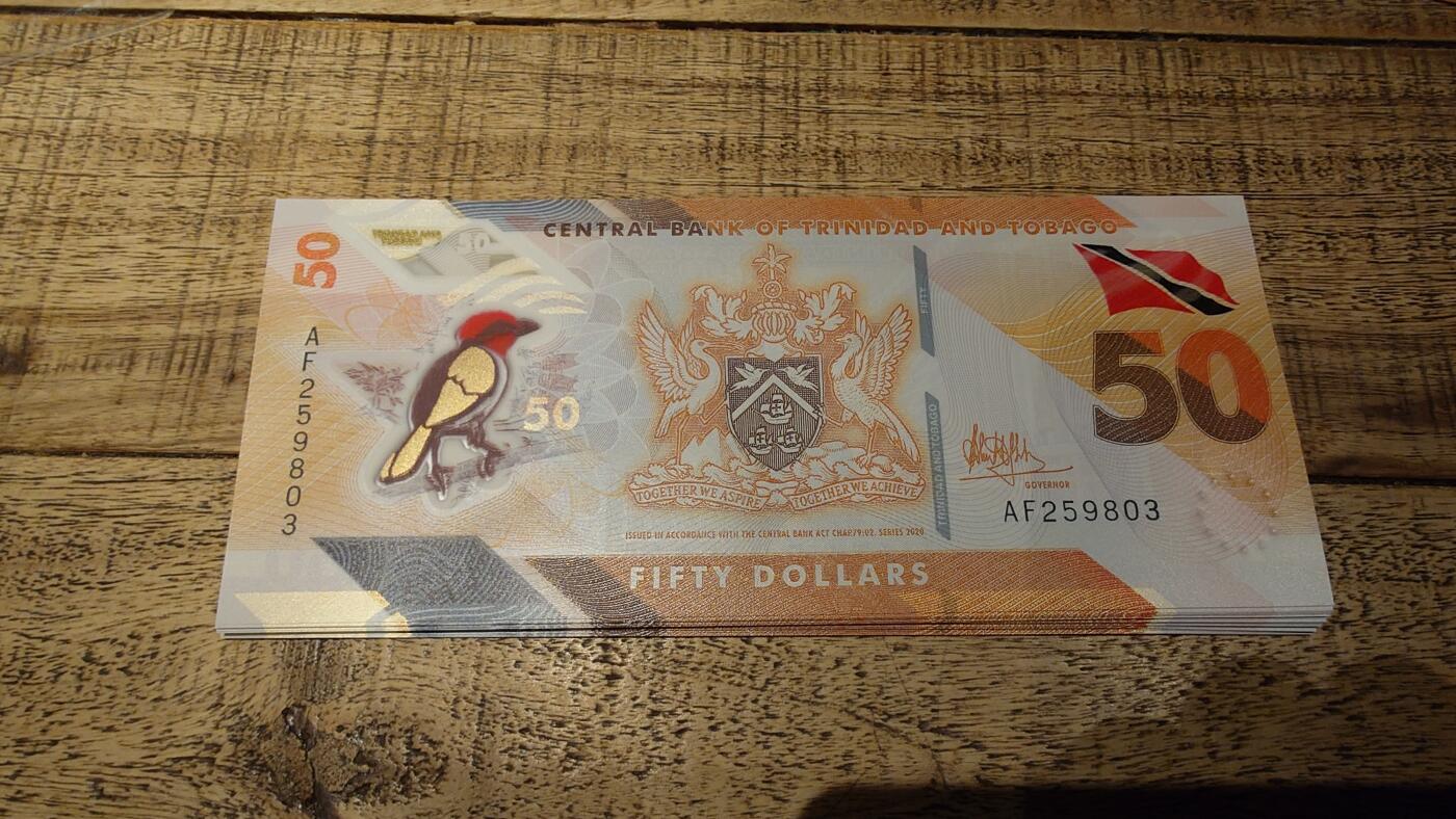 【新年七拍】世界钱币～微拍第228期暨2026年第7期  中小单价原刀卖剩号码精选部分 2020年特立尼达和和多巴哥50元 全新绝品无47尾号803