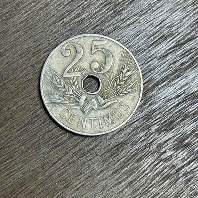 【铜匠收藏】★第137场★散币场。不寄存，30包邮。不满30元，支付5元运费。《接受代拍 代送NGC评级》 - 100【无寄存】1927 西班牙 25分 镍币