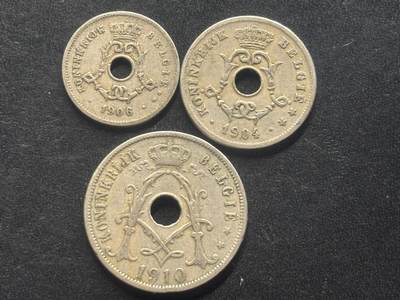 邮泉阁限时拍卖第三十九场 欧洲专场（硬币在国外。请付邮费6元。） - 比利时利奥波德二世国王3枚荷兰文版