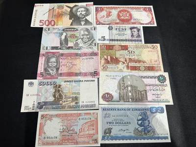 《外钞收藏家》第六百零一期（畅拍场）（本平台长期征集拍品、欢迎藏友们联系合作） - 斯洛伐克、德国、赞比亚、南苏丹、俄罗斯等10张一起 非全新 品相如图