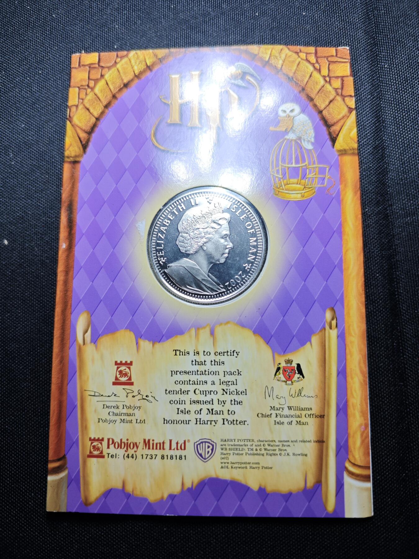 KK钱币收藏小铺  第400期  百期特拍（四拍之四）2月预留时间 周末发货  2002马恩岛1克朗卡册 哈利波特系列克朗币 乘飞车来到地洞纪念 