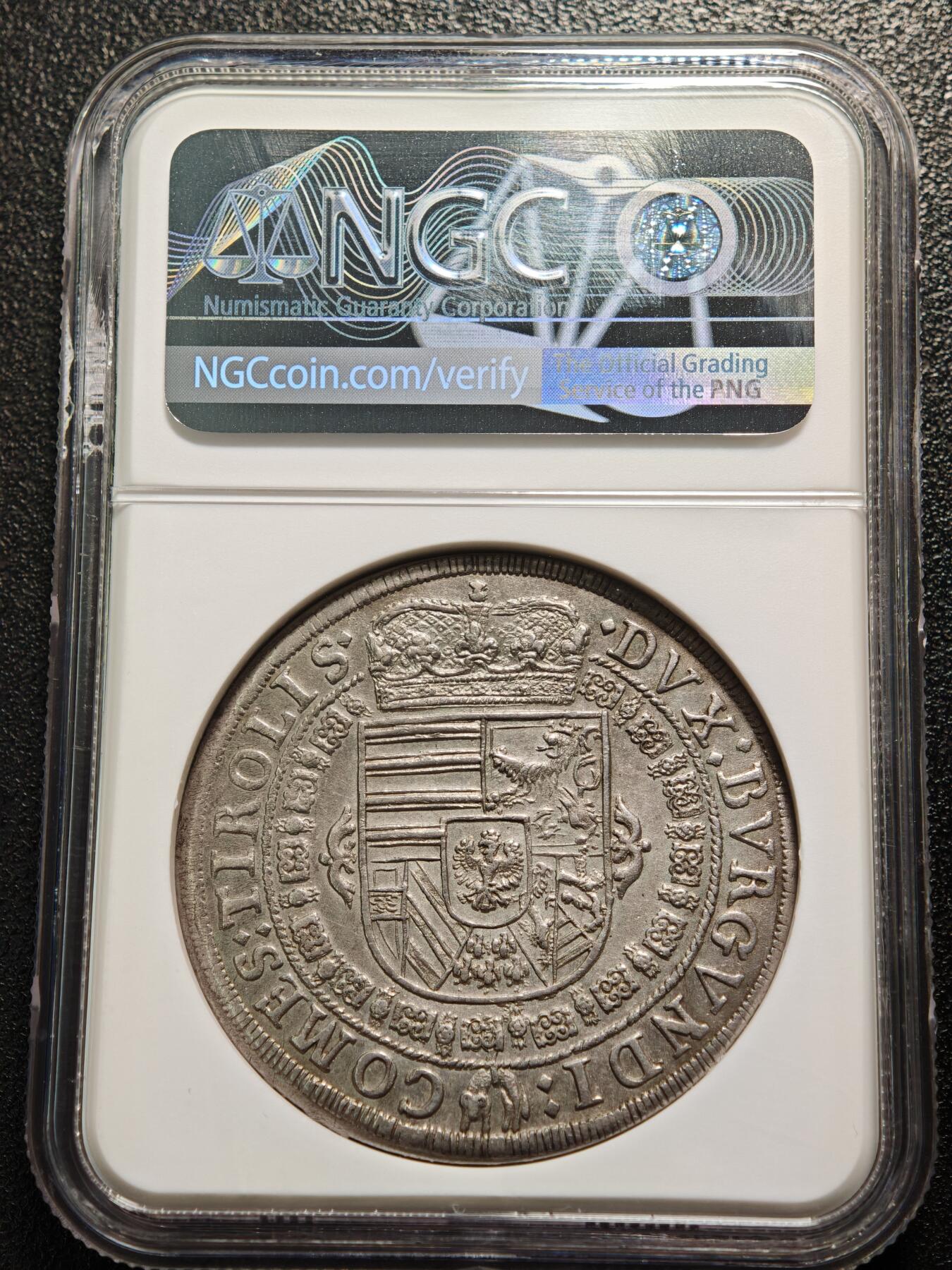 【德藏】世界币章拍卖第161期 1632年 奥地利蒂罗尔伯国利奥波德五世老泰勒大银币 状态极佳 NGC AU58