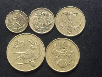 邮泉阁限时拍卖第三十九场 欧洲专场（硬币在国外。请付邮费6元。） - 塞浦路斯1983-2007年5枚