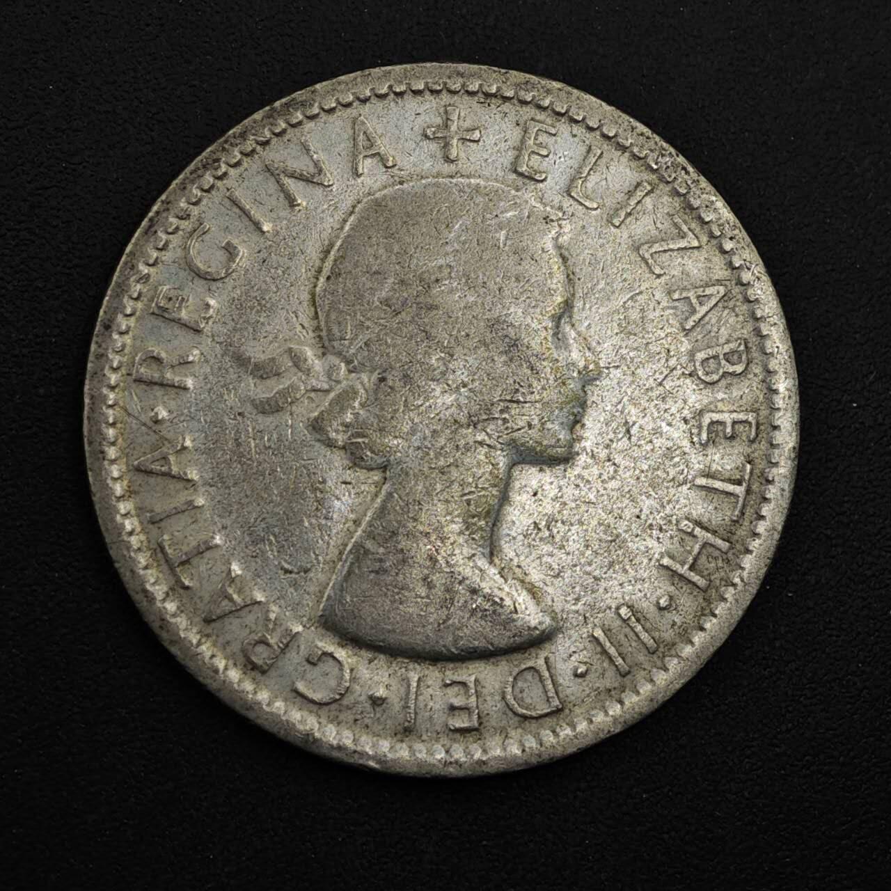 【淘币小摊】实时拍第八百四十八拍   散币银币场   满百包邮可预留二周 每周一统一发货   澳大利亚1954年伊丽莎白二世弗洛林银币