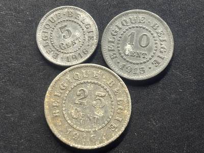 邮泉阁限时拍卖第三十九场 欧洲专场（硬币在国外。请付邮费6元。） - 比利时阿尔伯特国王3枚