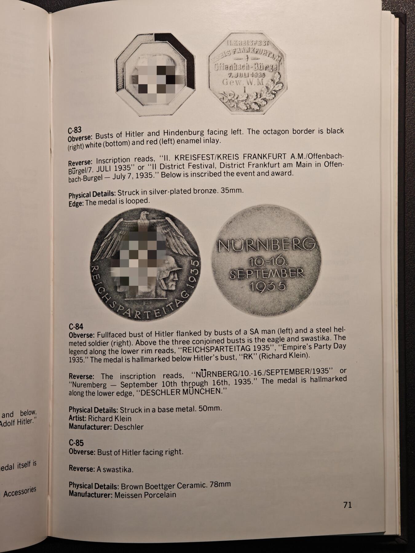 【德藏】世界币章拍卖第161期 98新 德国民族社会主义工人党党首币章目录 全书约160页 布面硬壳精装 绝版目录 PCGS评级参考目录