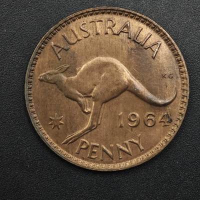 【淘币小摊】实时拍第八百四十八拍   散币银币场   满百包邮可预留二周 每周一统一发货   - 澳大利亚1964年伊丽莎白二世一便士铜币