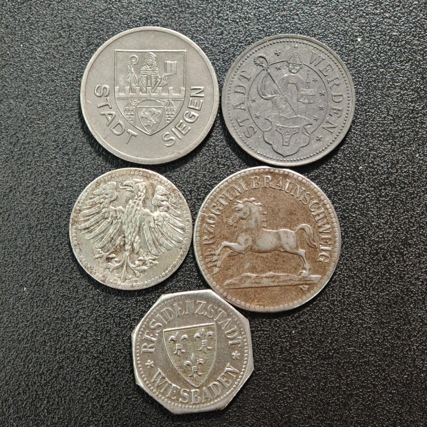 【德藏】世界币章拍卖第161期 5枚一组 德国德紧时期铁币 保存不易