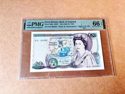 【Blue Auction】世界纸币精拍第774期——18级TOP拍卖/信誉/品质/专业/高效💫 - 【千位小号无47】英国 D序列 1988-91年20镑 PMG66EPQ