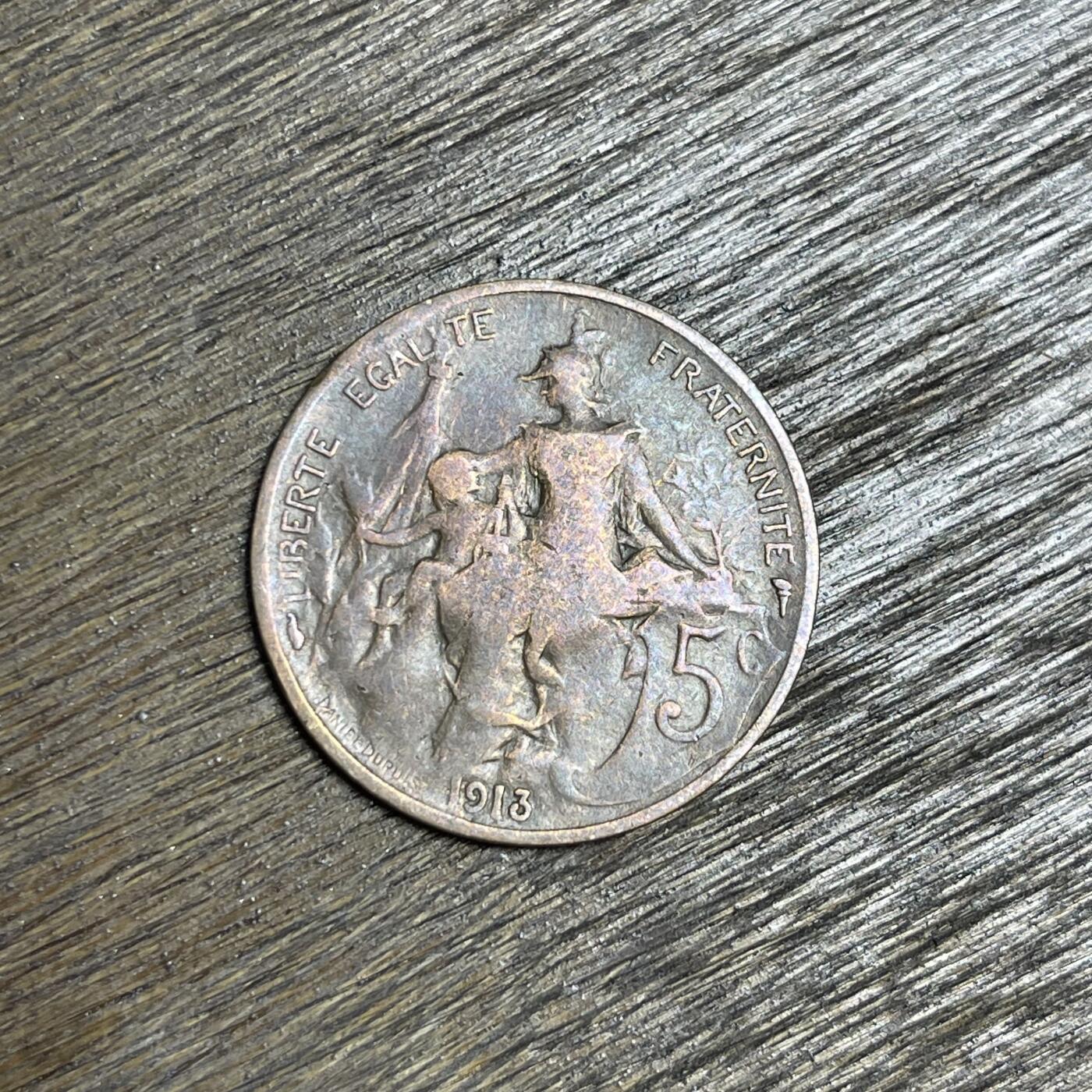 【铜匠收藏】★第137场★散币场。不寄存，30包邮。不满30元，支付5元运费。《接受代拍 代送NGC评级》 100【无寄存】1913 法国 战神 5分