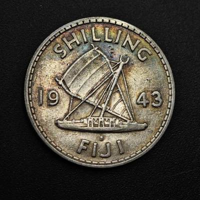 【淘币小摊】实时拍第八百四十九拍   散币银币场   满百包邮可预留二周 每周一统一发货   - 斐济1943年乔治六世一先令银币