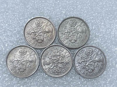 第一海外回流一元起拍收藏 散集专场  第290期 - 英国6便士硬币 5枚 带光品