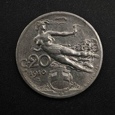 【淘币小摊】实时拍第八百四十八拍   散币银币场   满百包邮可预留二周 每周一统一发货   - 意大利1910年20分