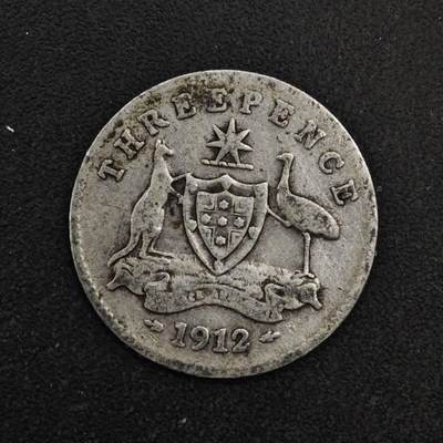 【淘币小摊】实时拍第八百四十八拍   散币银币场   满百包邮可预留二周 每周一统一发货   - 澳大利亚1912年乔治五世3便士银币