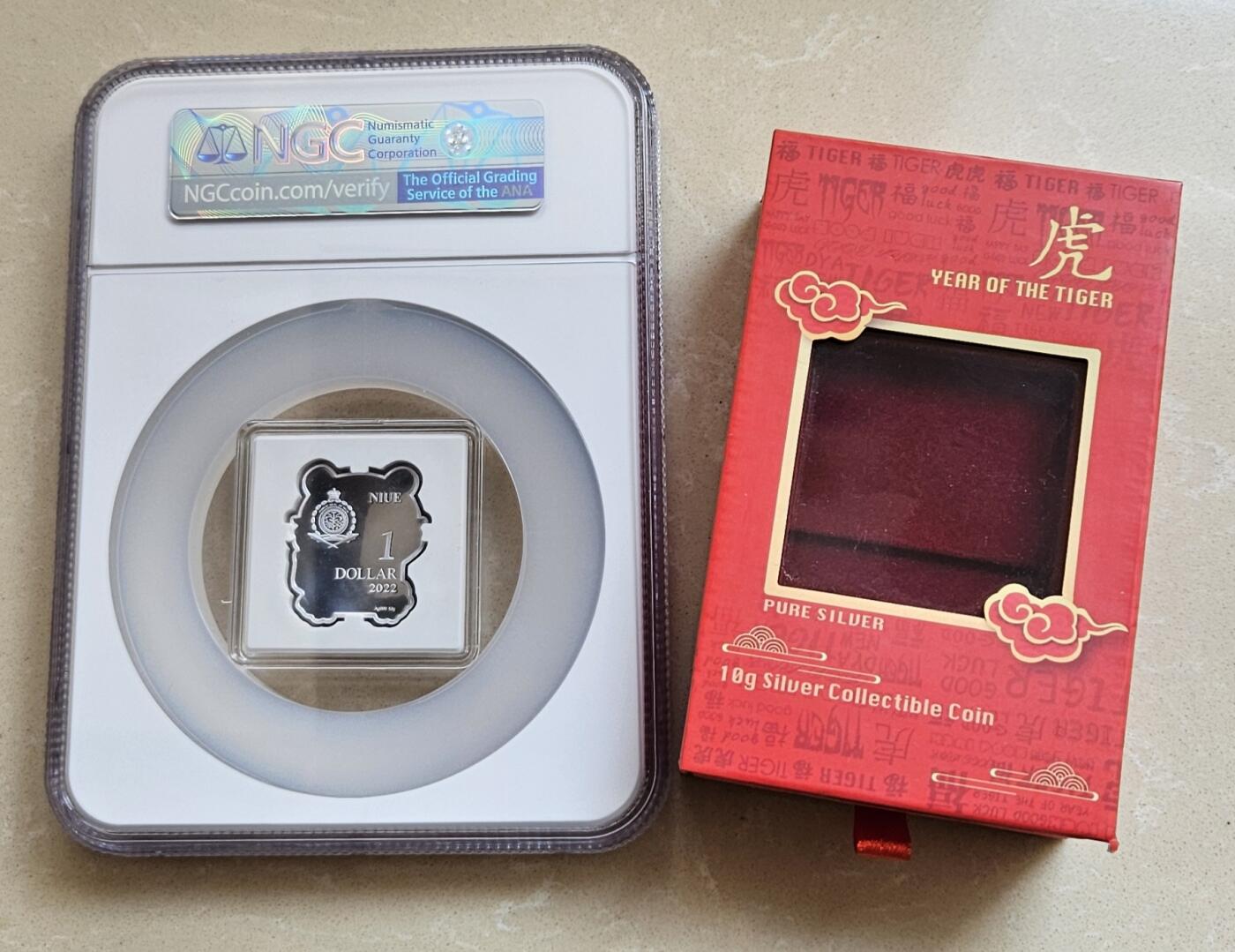 【币将精彩】世界钱币拍卖（2026-1-28） 纽埃2022年卡通虎彩色银币NGC评级币