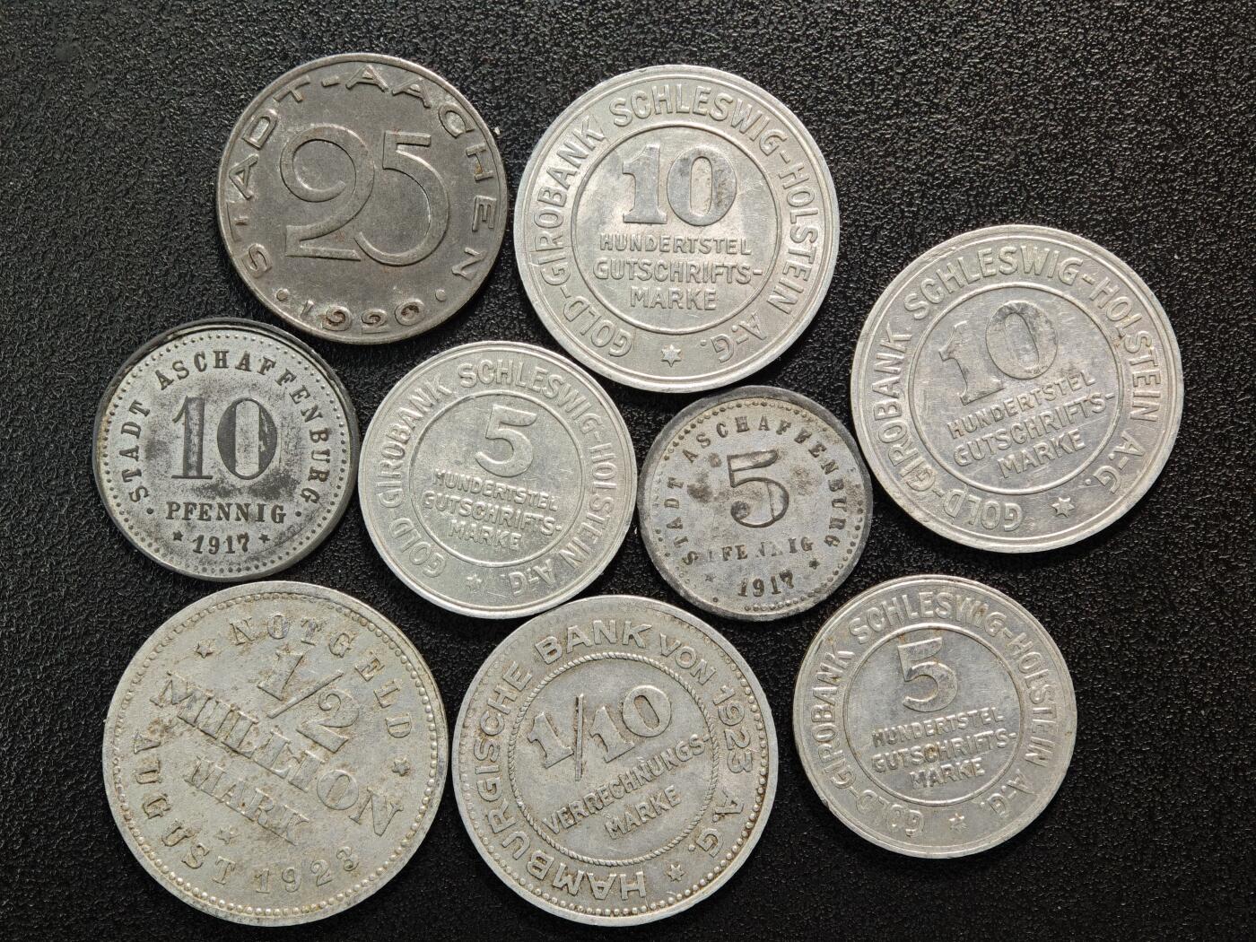 【德藏】世界币章拍卖第161期 9枚一组 德国芬尼及马克 保存不易