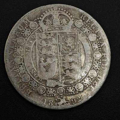 【淘币小摊】实时拍第八百四十九拍   散币银币场   满百包邮可预留二周 每周一统一发货   - 英国1892年维多利亚半克朗银币