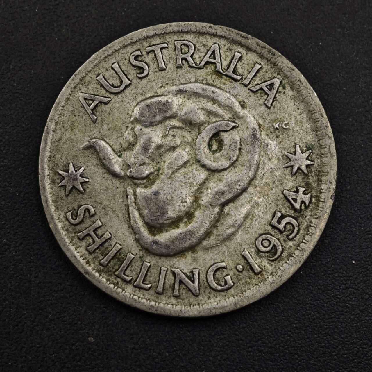 【淘币小摊】实时拍第八百四十八拍   散币银币场   满百包邮可预留二周 每周一统一发货   澳大利亚1954年伊丽莎白二世一先令银币