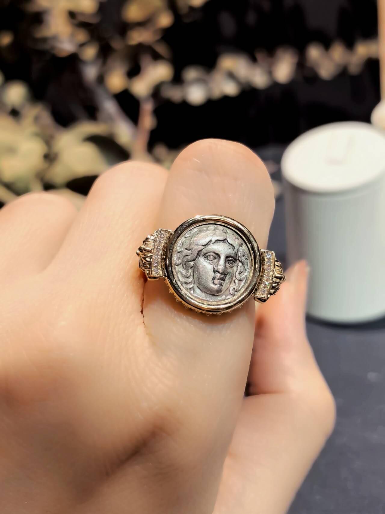 稀少版太阳神阿波罗正脸像古币戒指