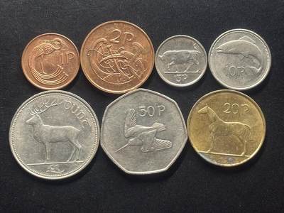 邮泉阁限时拍卖第三十九场 欧洲专场（硬币在国外。请付邮费6元。） - 爱尔兰1969-2000年7枚（小版）