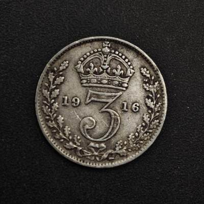 【淘币小摊】实时拍第八百四十八拍   散币银币场   满百包邮可预留二周 每周一统一发货   - 英国1916年乔治五世3便士银币