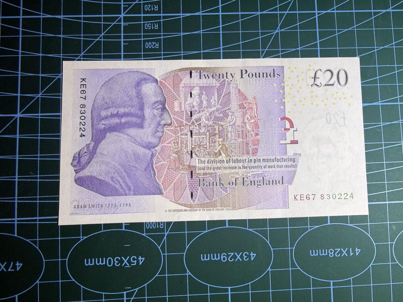 【炜奕收藏】，第五十六期，大不列颠专场 英国F序列20镑，UNC品相