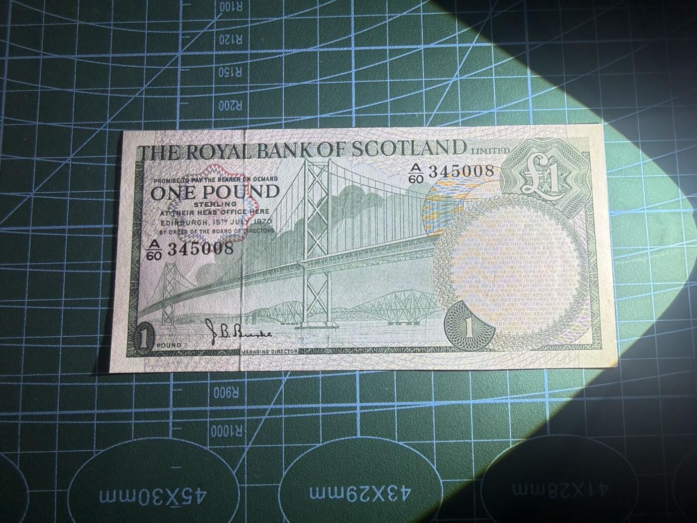 【炜奕收藏】，第五十六期，大不列颠专场 1970年苏格兰皇家银行1镑，UNC品相，少见