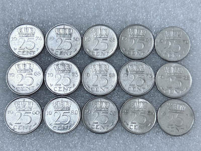 第一海外回流一元起拍收藏 散集专场  第290期 - 荷兰25分硬币 15枚