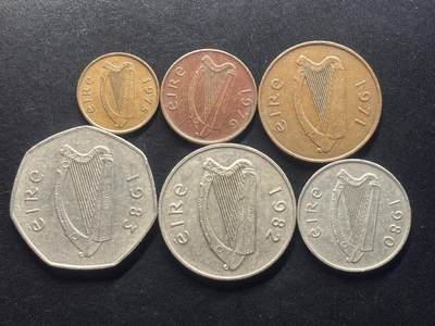 邮泉阁限时拍卖第三十九场 欧洲专场（硬币在国外。请付邮费6元。） 爱尔兰1969-2000年6枚（大版）