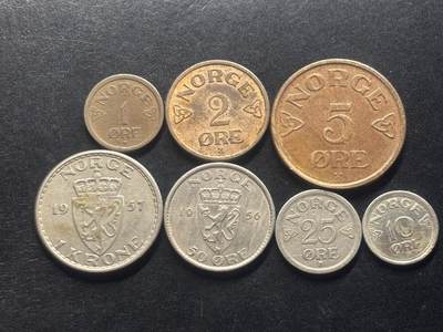 邮泉阁限时拍卖第三十九场 欧洲专场（硬币在国外。请付邮费6元。） 挪威哈康七世国王7枚